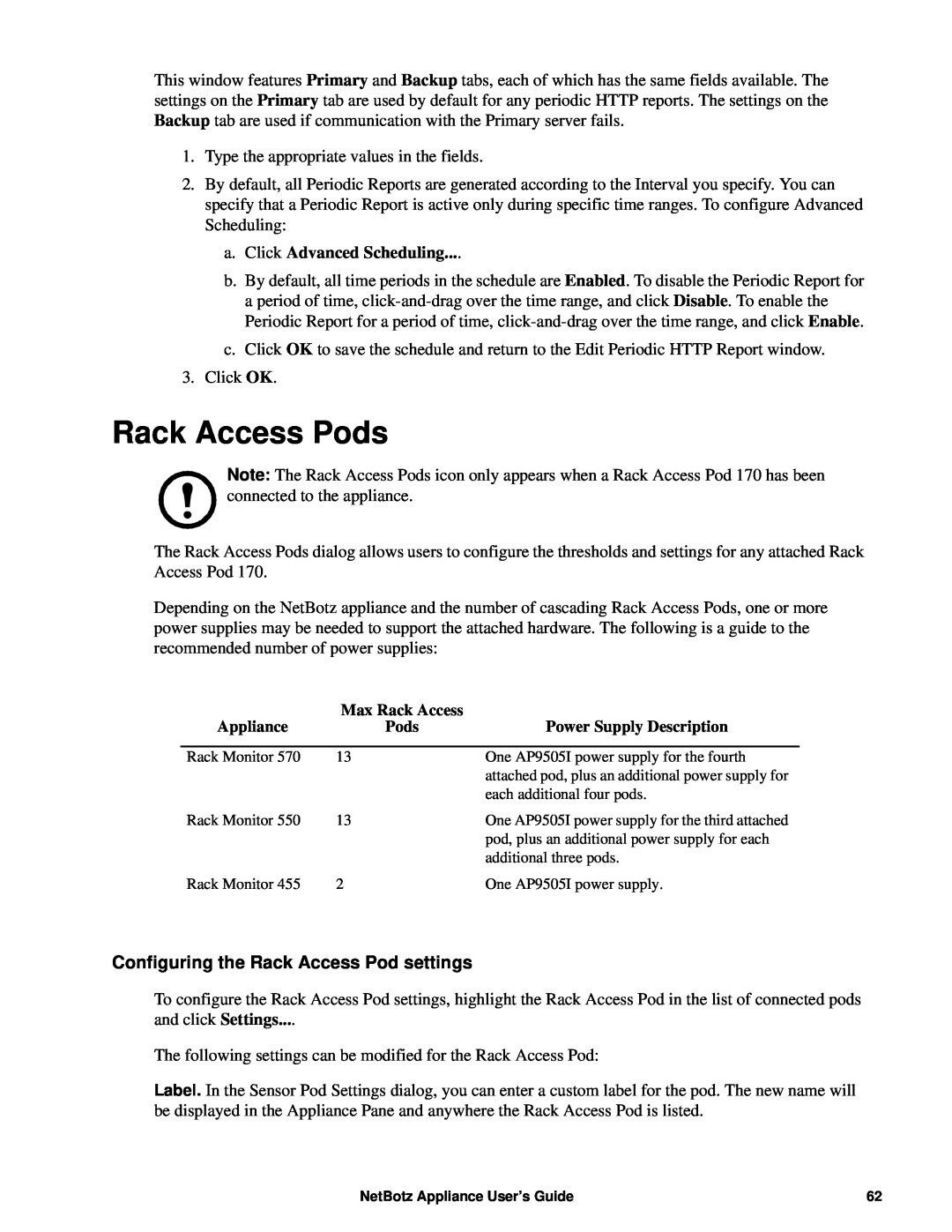 APC NBRK0550, NBRK0450, NBRK0570 manual Rack Access Pods, Configuring the Rack Access Pod settings 