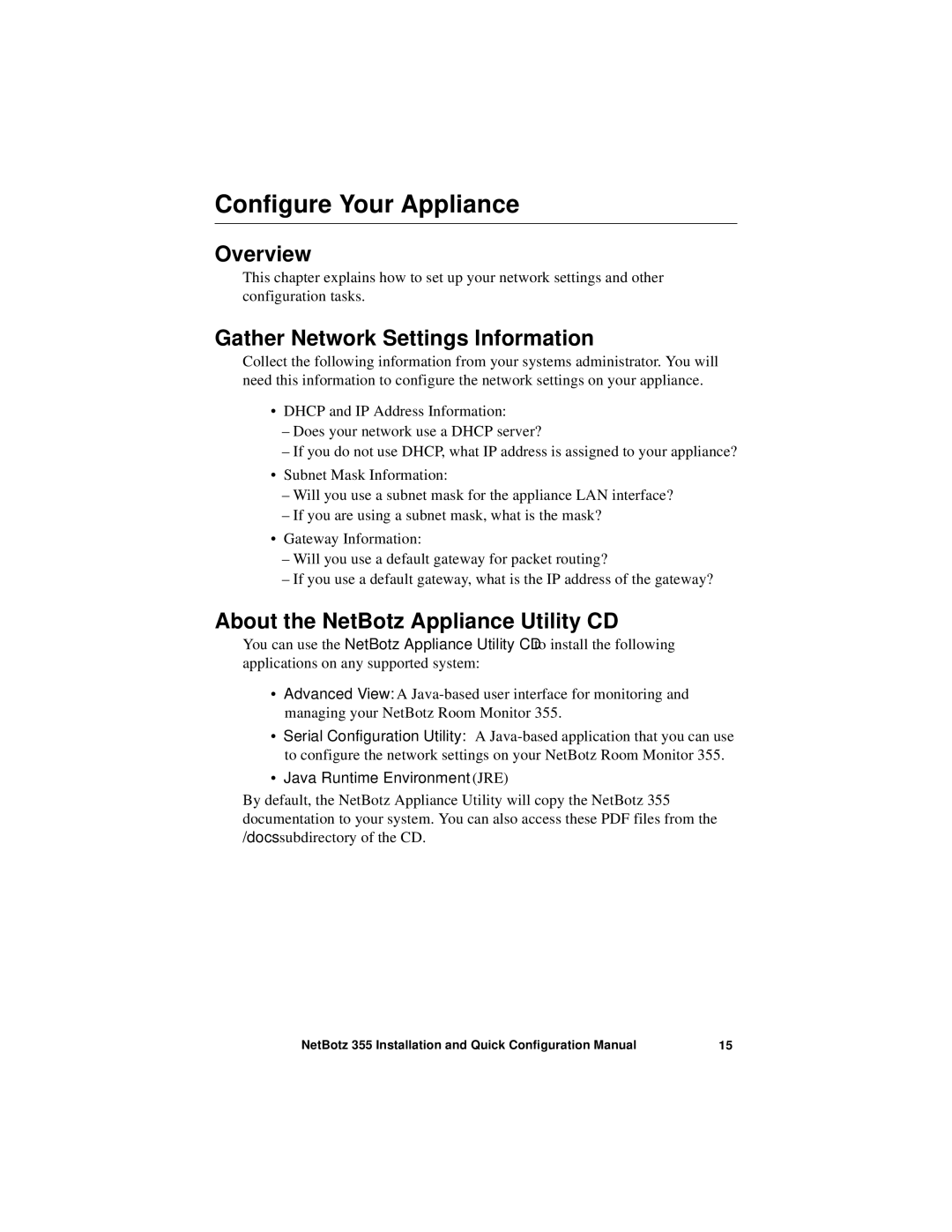 APC NBWL0356, NBWL0355 configurationmanual Configure Your Appliance, Overview, Gather Network Settings Information 