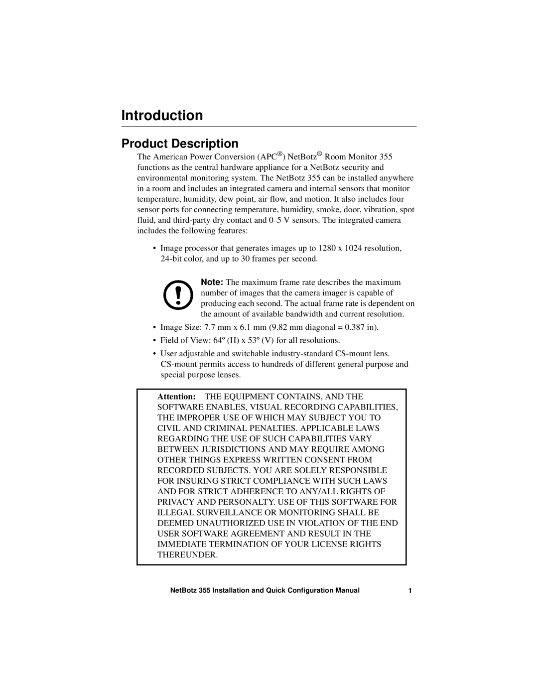 APC NBWL0356, NBWL0355 configurationmanual Introduction, Product Description 