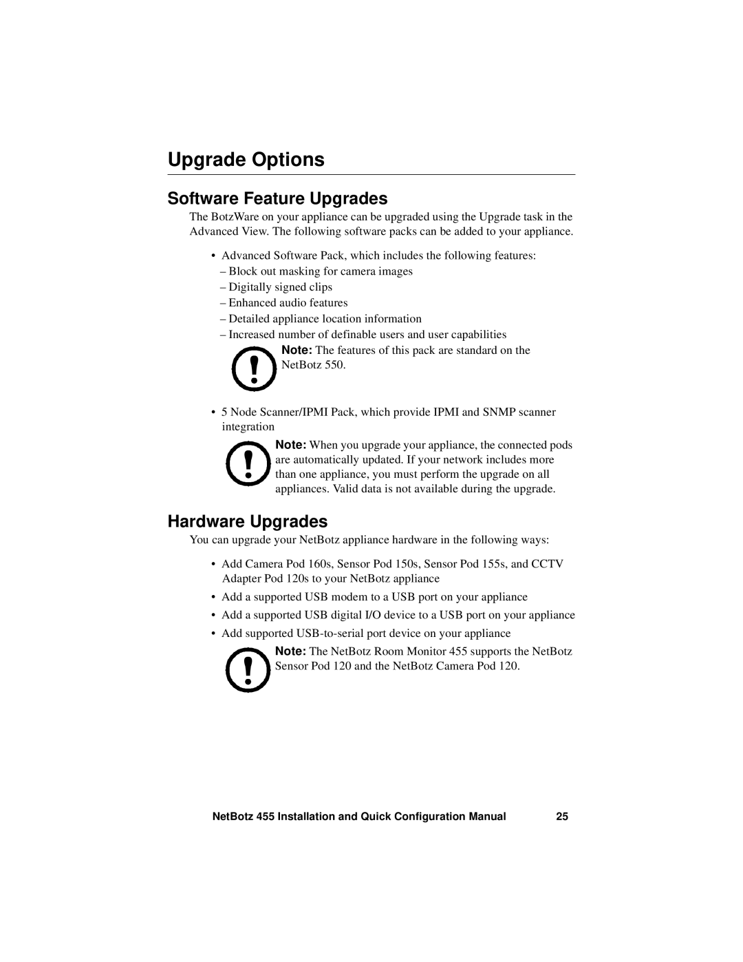 APC NBWL0456, NBWL0455 configurationmanual Upgrade Options, Software Feature Upgrades, Hardware Upgrades 