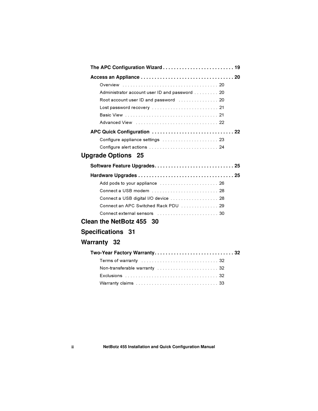 APC NBWL0455, NBWL0456 configurationmanual Upgrade Options 