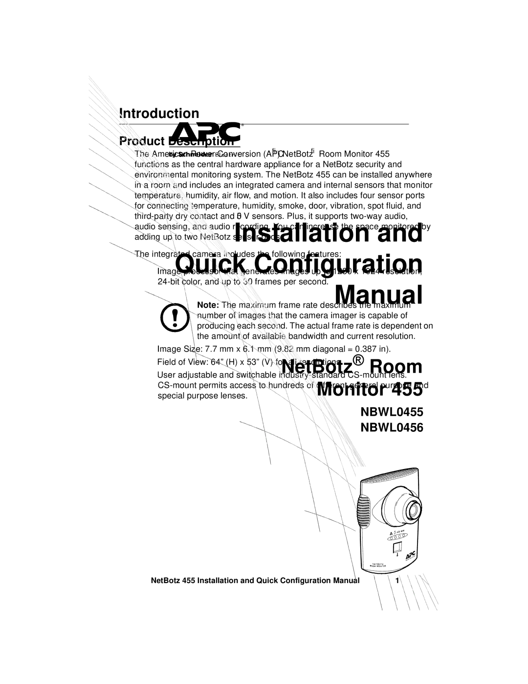 APC NBWL0456, NBWL0455 configurationmanual Introduction, Product Description 