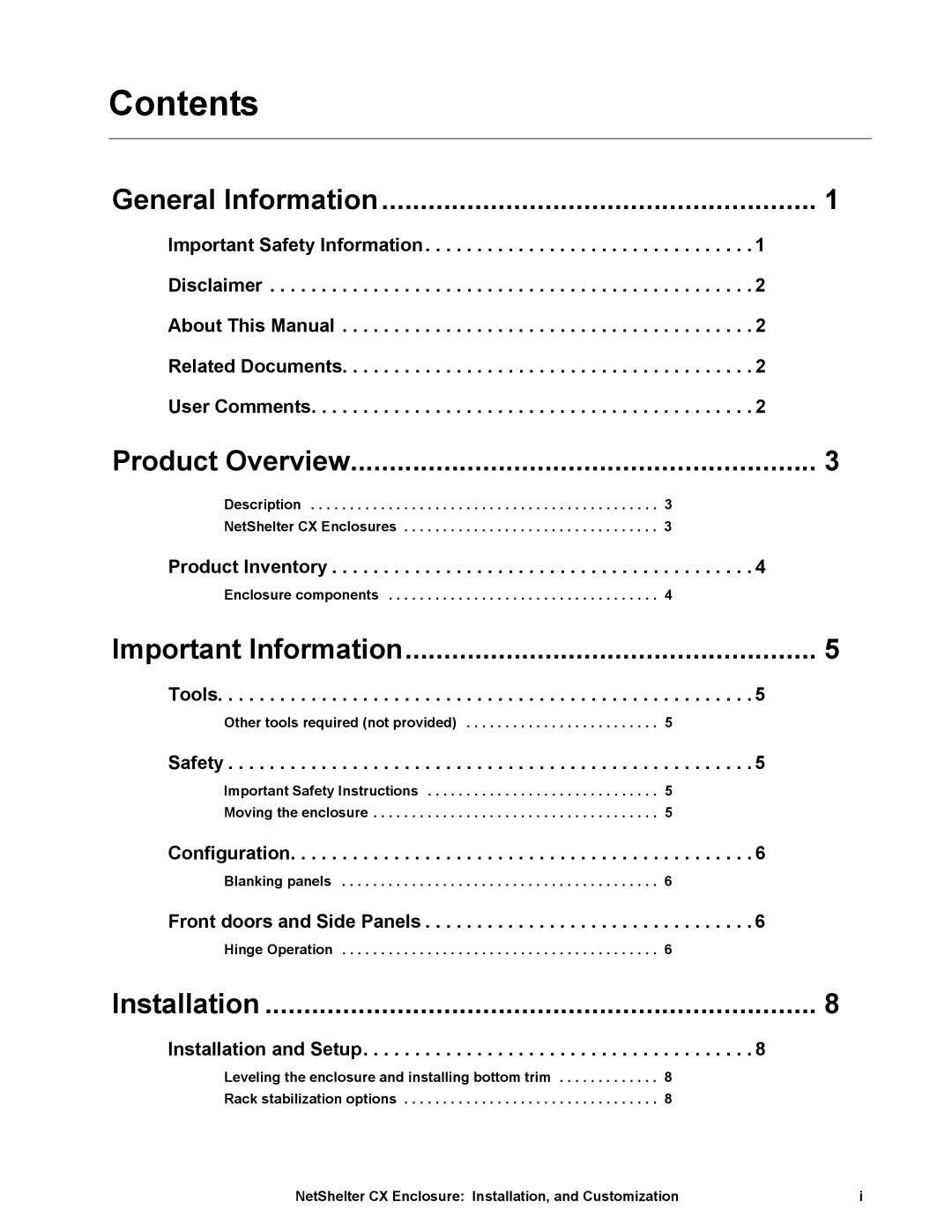 APC AR4038A, NS1435A manual Contents 