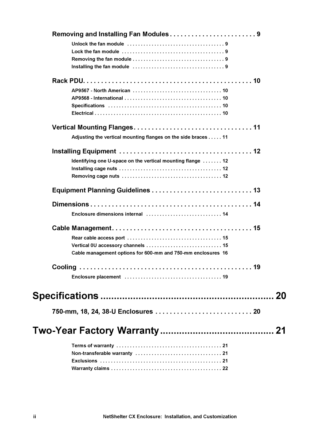 APC NS1435A, AR4038A manual Specifications 