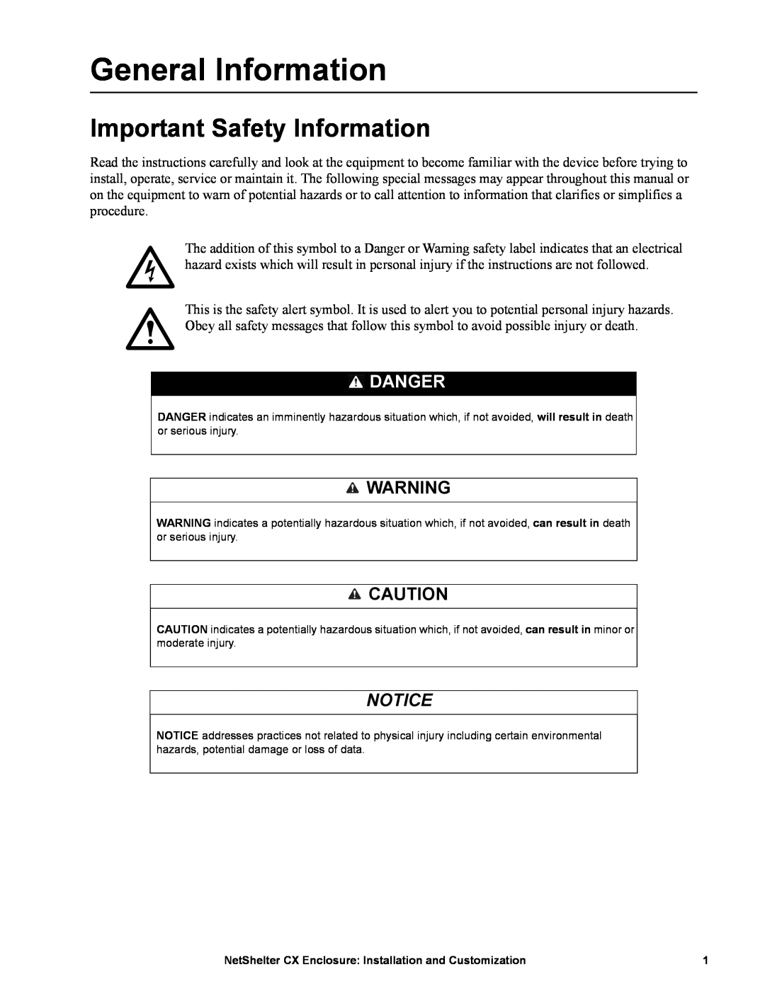 APC AR4038A, NS1435A manual General Information, Important Safety Information, Danger 
