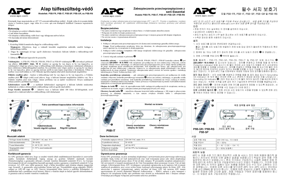 APC P5B-FR specifications Alap túlfeszültség-védő 