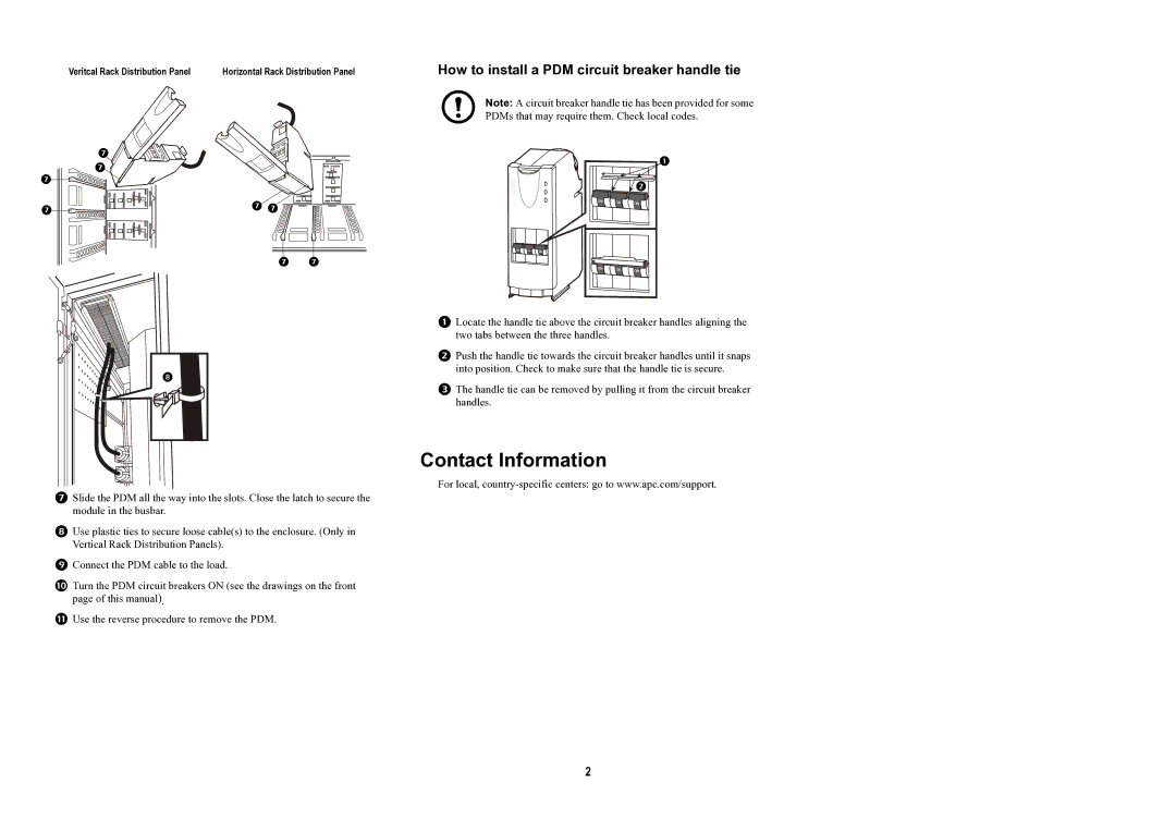 APC PDM3530L2130 320, PDM3530L2130 440 operation manual How to install a PDM circuit breaker handle tie 