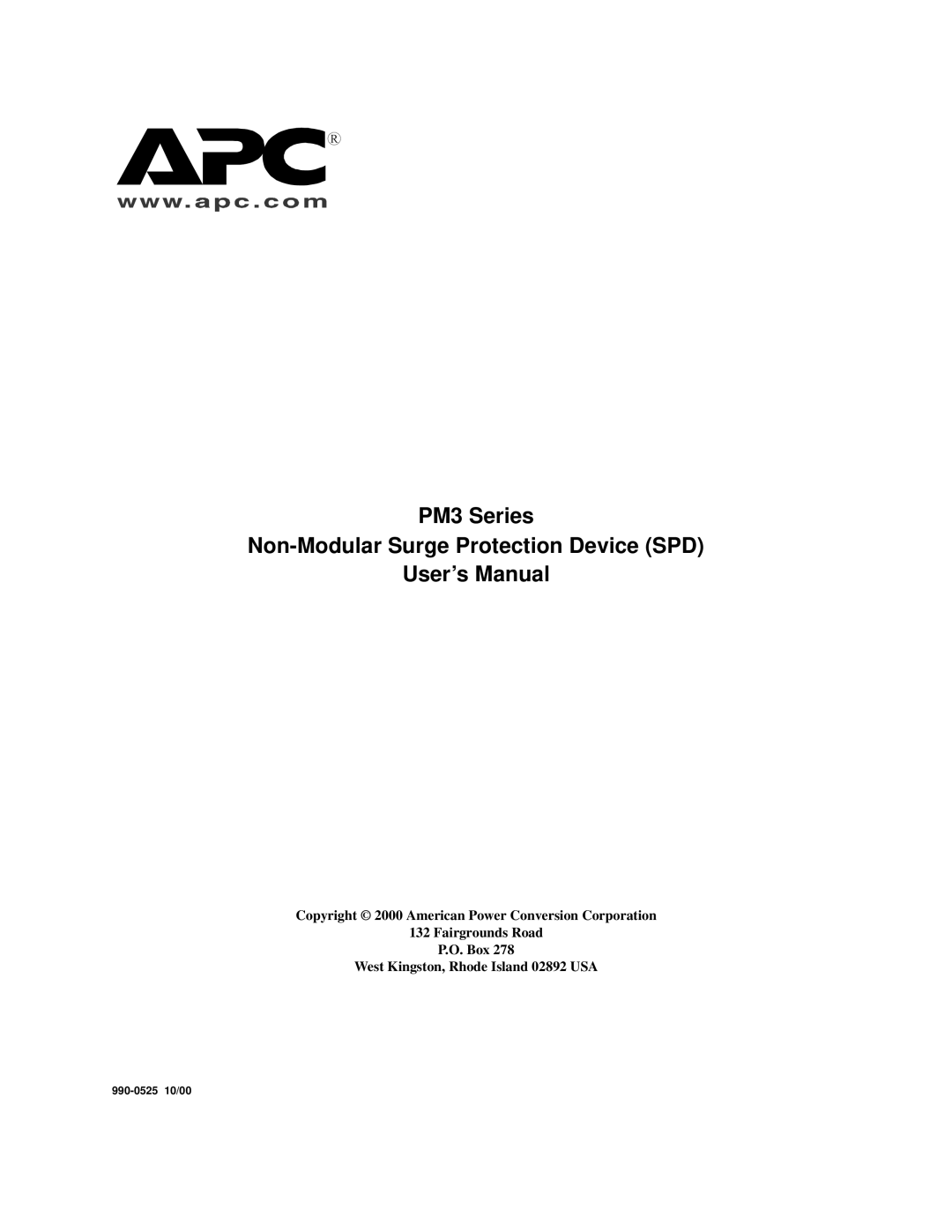 APC PM3 user manual 990-0525 10/00 