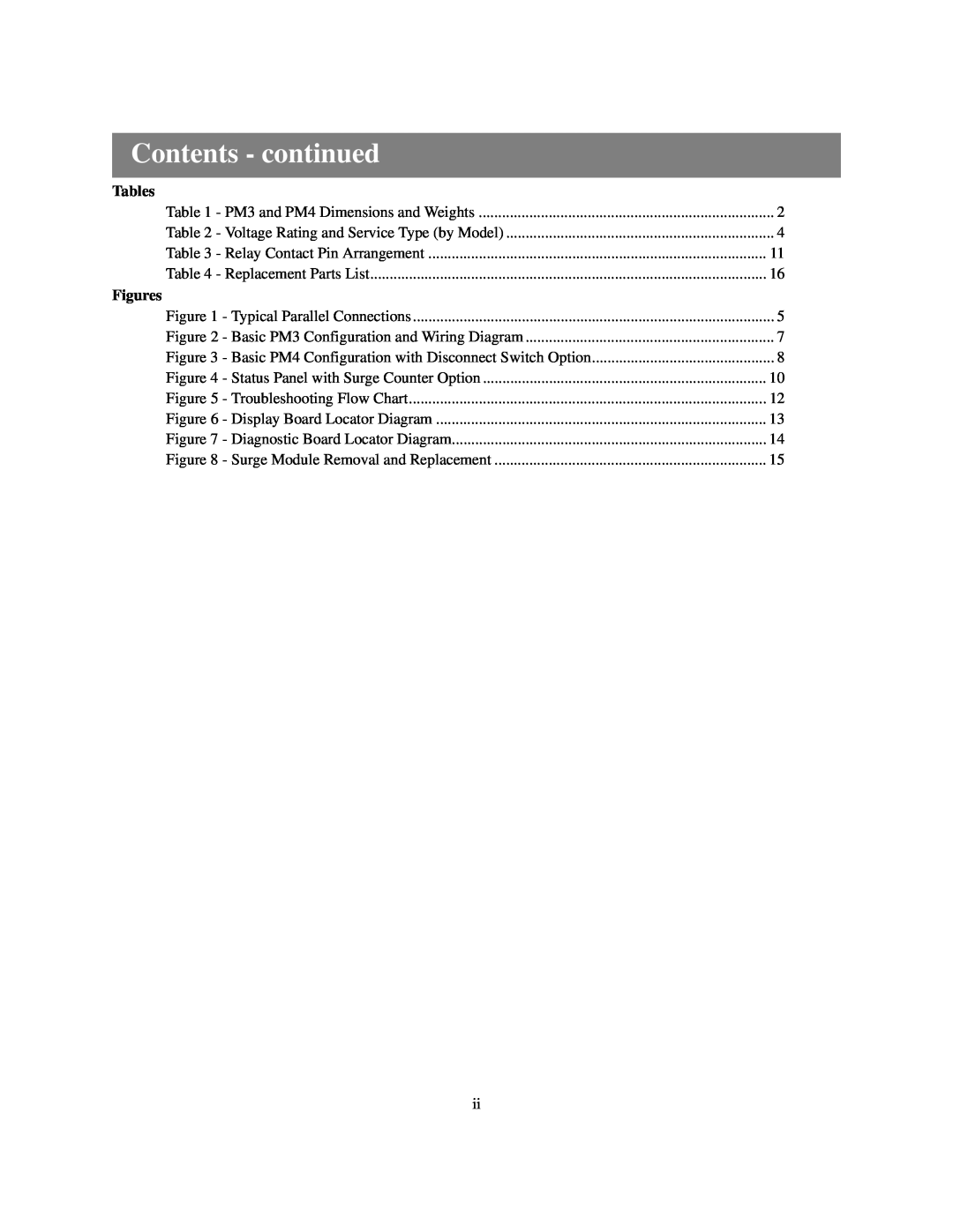 APC PM4 user manual Contents - continued, Tables, Figures 