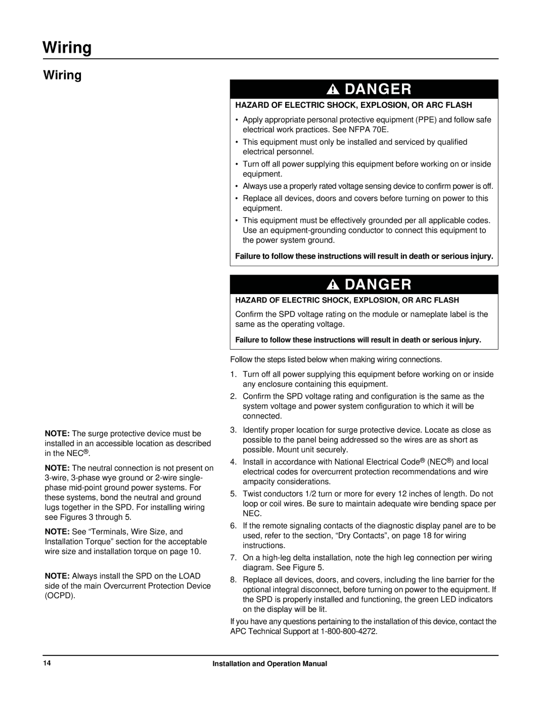 APC PMH3XS-B, PMP3XS-B, PMJ3XS-B, PML3XS-B, PMG3XS-B, PMF3XS-B operation manual Wiring 