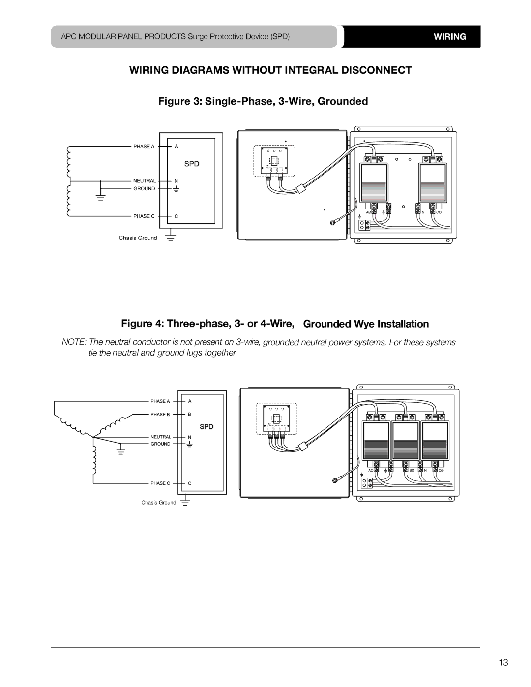 APC PMG3DS-A, PMP4DS-A, PMP3S-A, PML3DS-A Wiring Diagrams Without Integral Disconnect, Single-Phase, 3-Wire, Grounded 