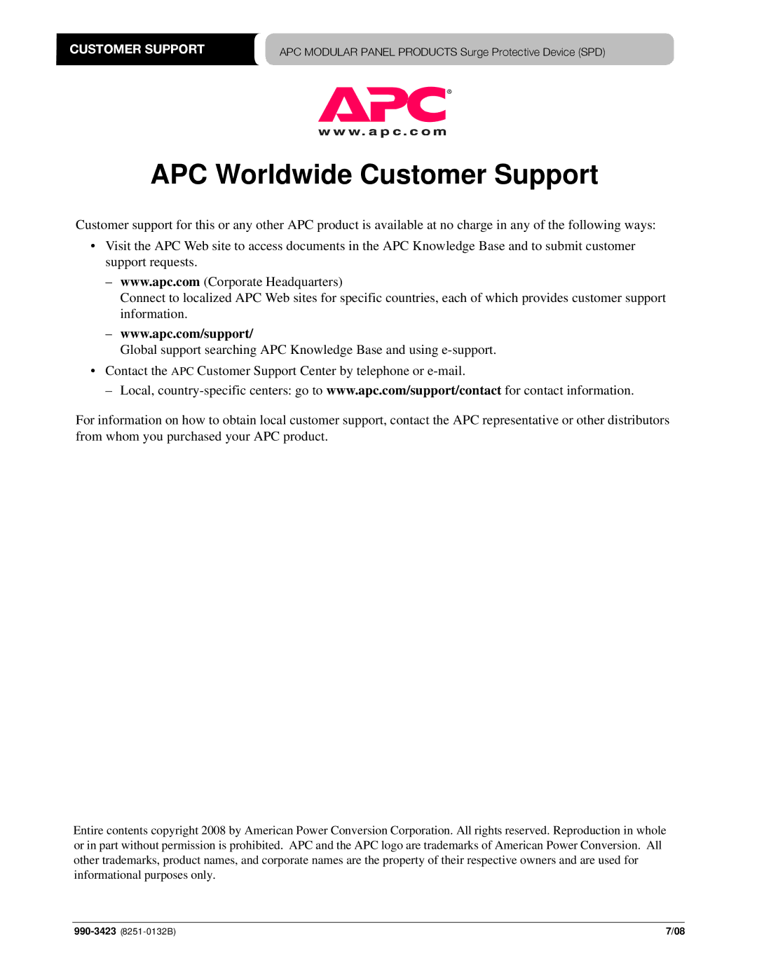 APC PMP4S-A, PMP4DS-A, PMP3S-A, PML3DS-A, PMF3S-A, PML4S-A, PMF4S-A, PMG4S-A, PMP3DS-A, PMG3S-A APC Worldwide Customer Support 