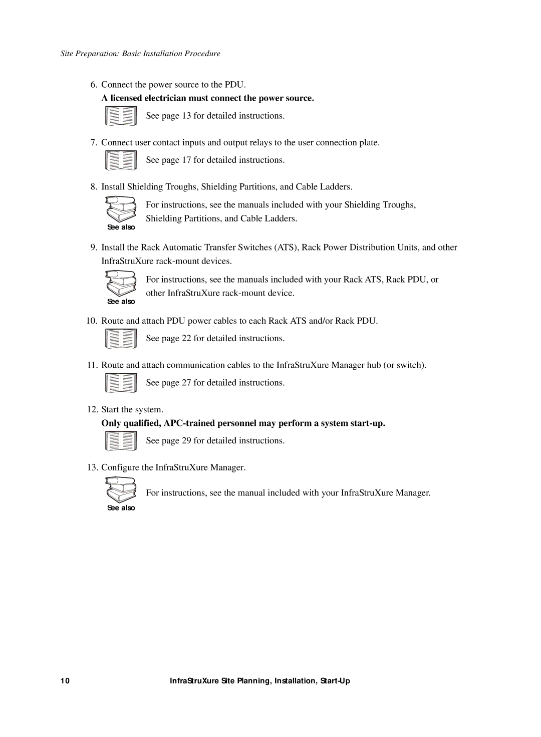 APC Power Supply manual Licensed electrician must connect the power source 