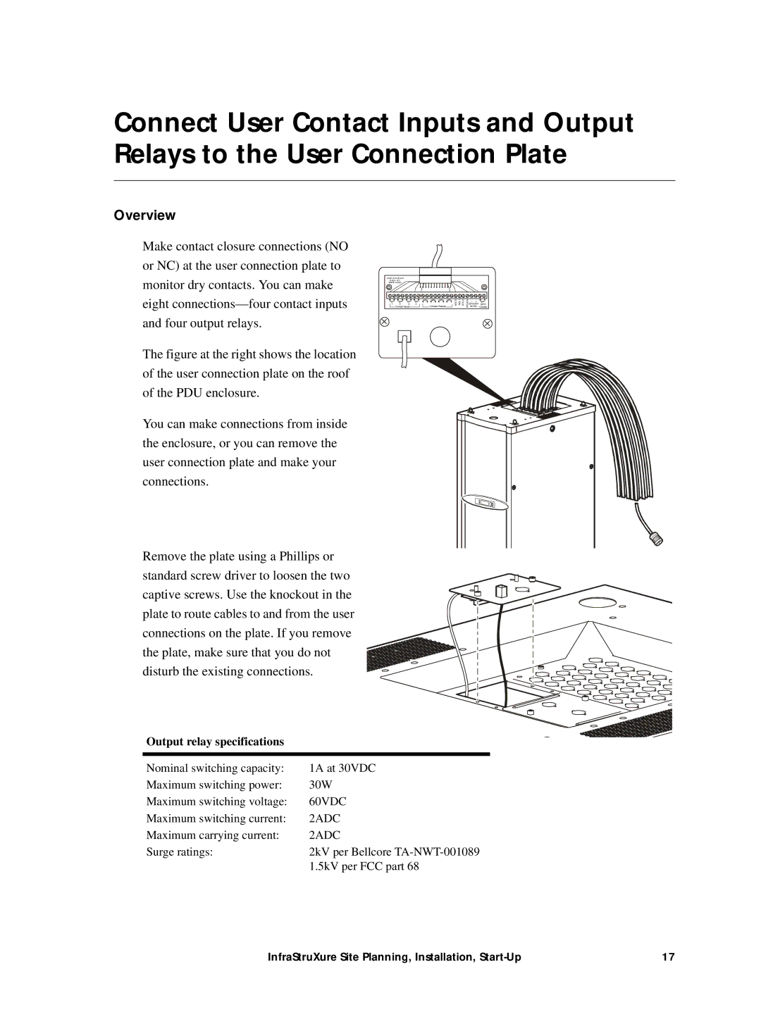 APC Power Supply manual Overview, Output relay specifications 