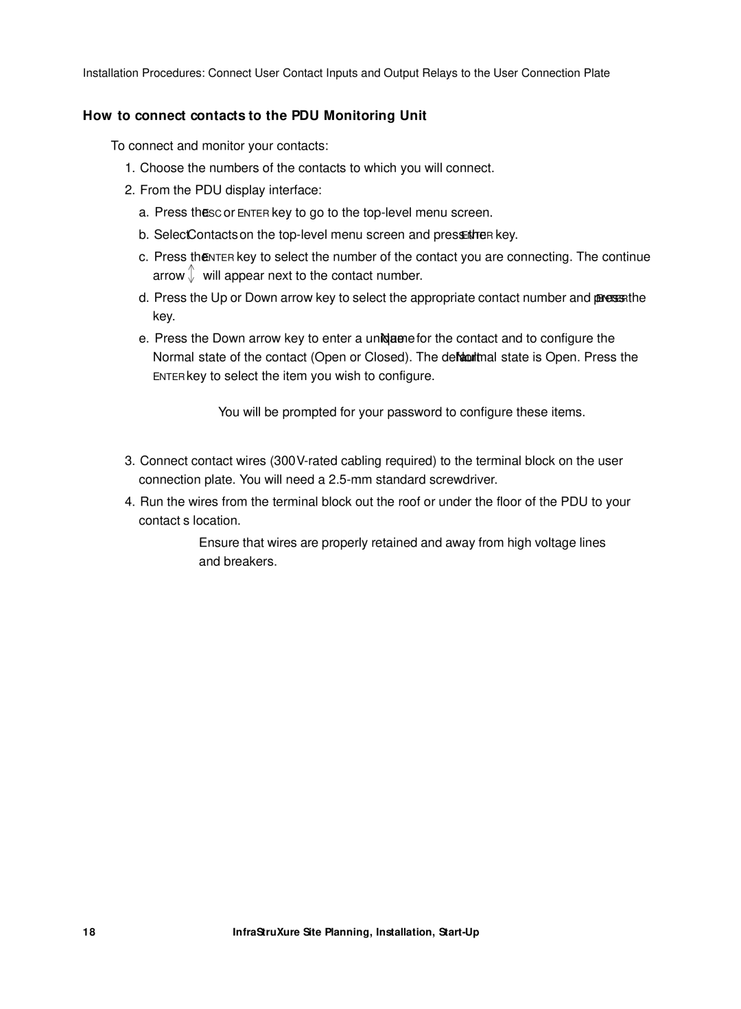 APC Power Supply manual How to connect contacts to the PDU Monitoring Unit 