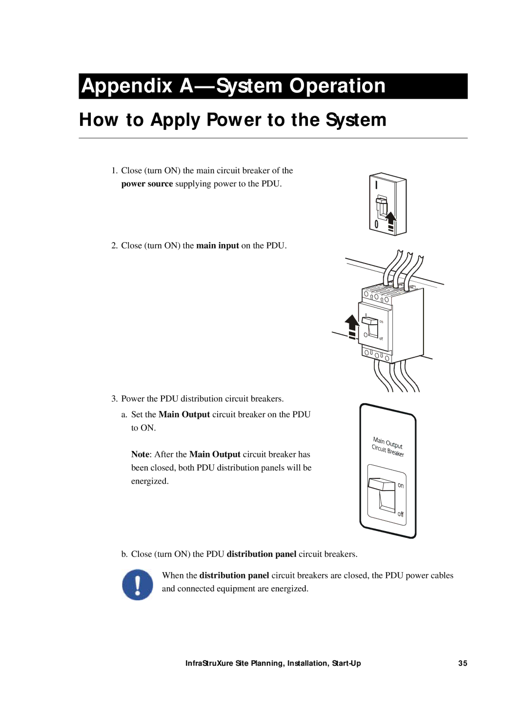 APC Power Supply manual Appendix A-System Operation, How to Apply Power to the System 