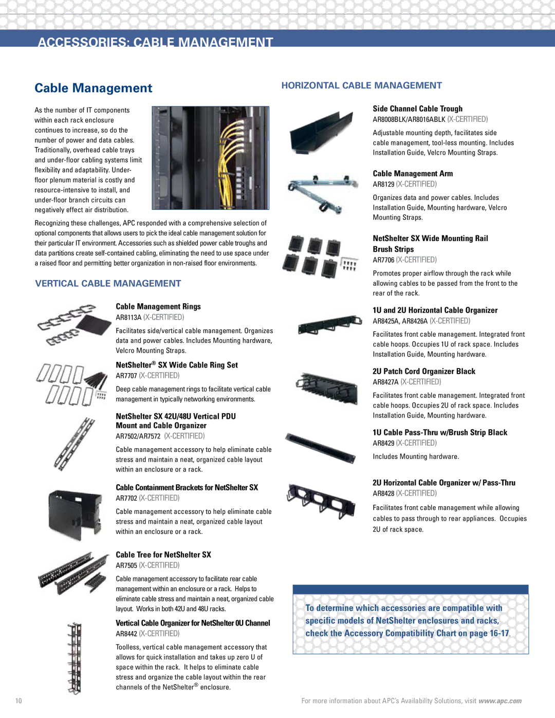 APC Rack Systems Accessories cable management, Cable Management, Vertical cable management Horizontal cable management 