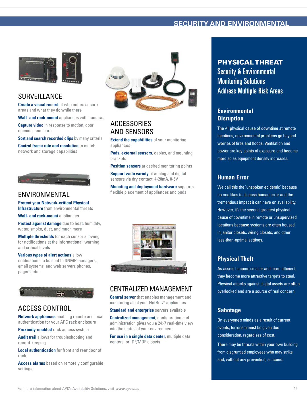 APC Rack Systems manual Security & Environmental Monitoring Solutions 