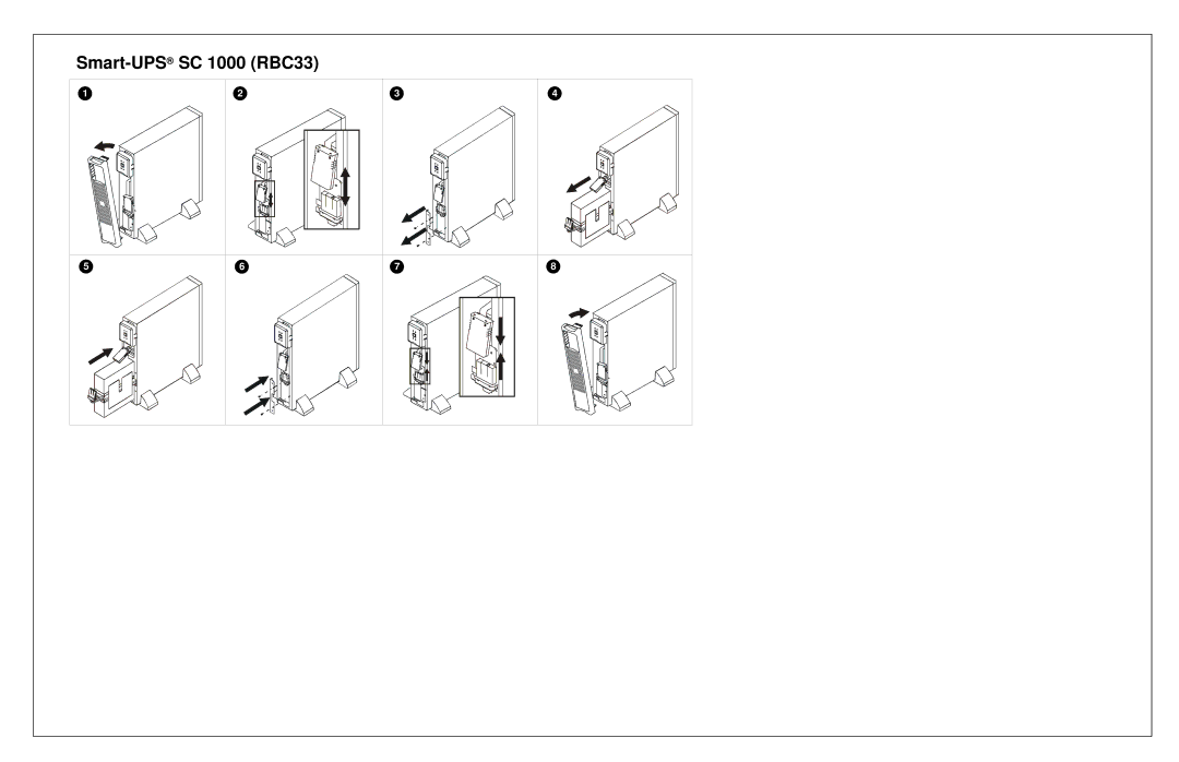 APC XS 800, RS 1000, RS 800, CNB325, BE325, XS 1500, XS 1000, RS 1500, RBC47, 230V manual Smart-UPS SC 1000 RBC33 