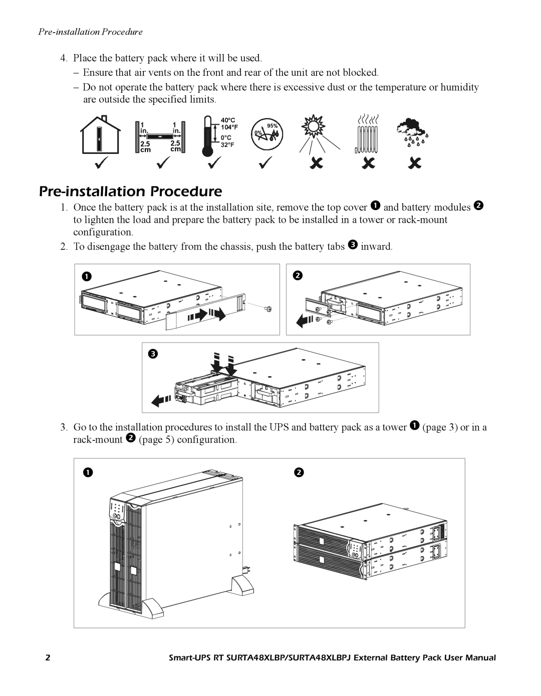 APC RT SURTA48XLBP, URTA48XLBPJ user manual Pre-installation Procedure 