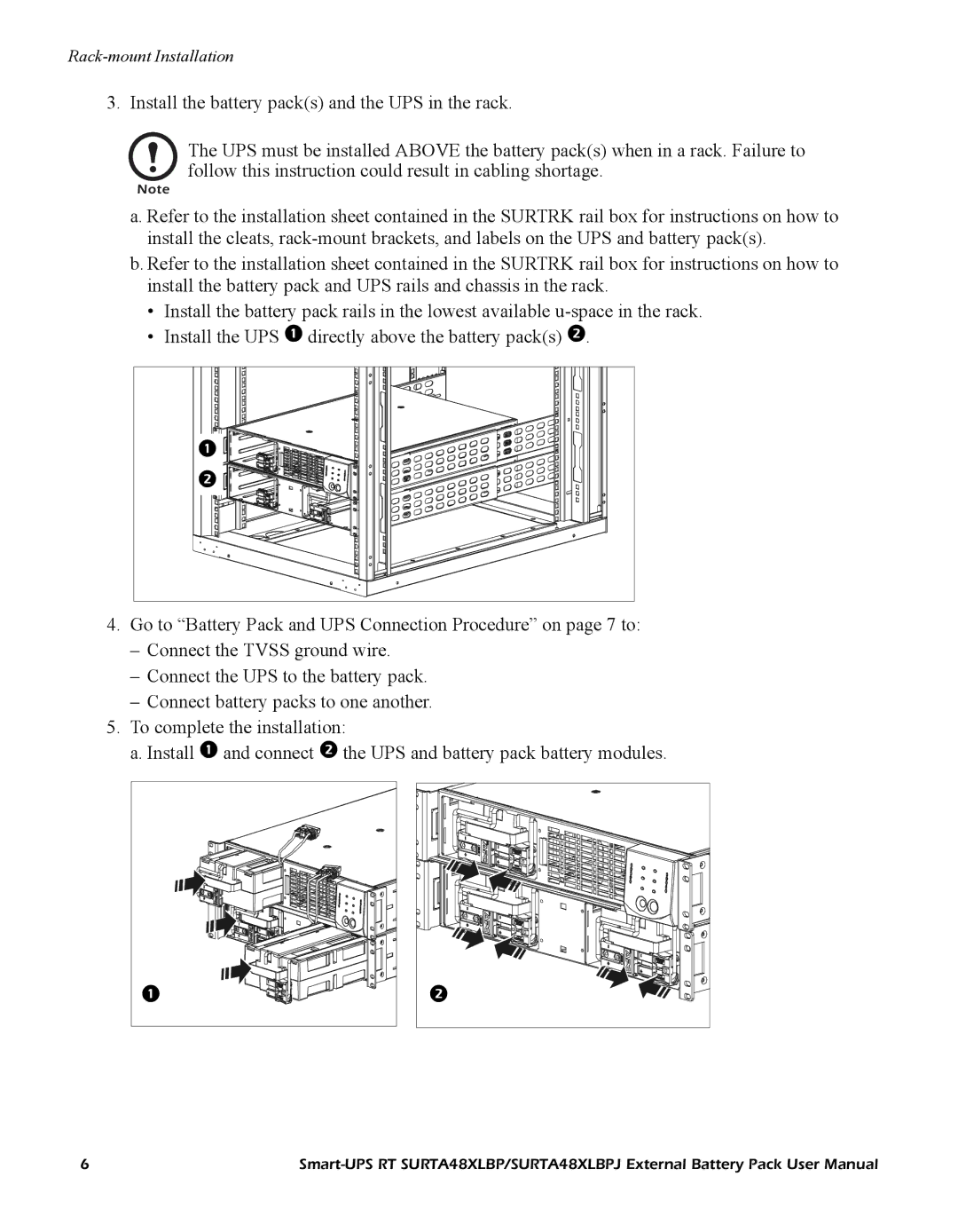 APC RT SURTA48XLBP, URTA48XLBPJ user manual Rack-mount Installation 