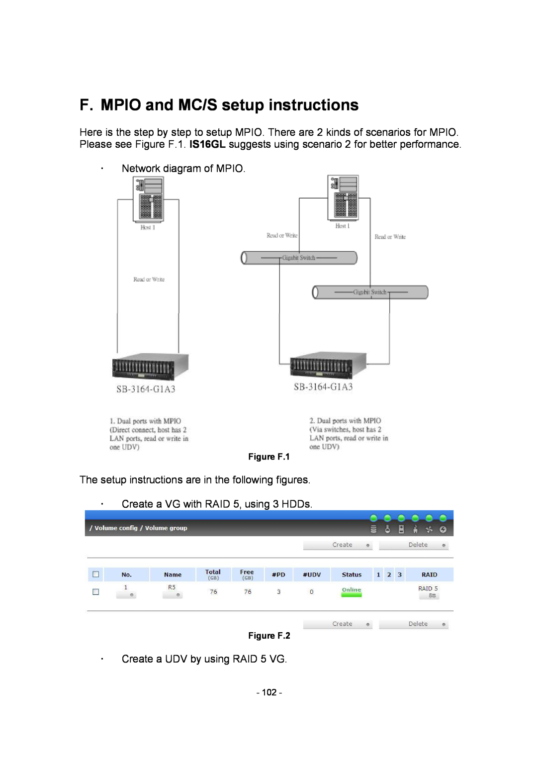 APC SCSI-SATA II manual F. MPIO and MC/S setup instructions, Figure F.1, Figure F.2 
