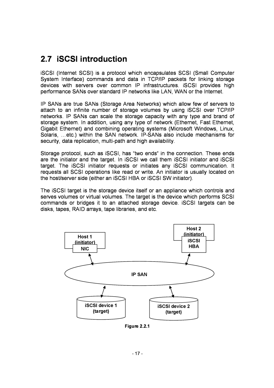 APC SCSI-SATA II manual iSCSI introduction, Host initiator NIC, Host initiator iSCSI HBA, Ip San 