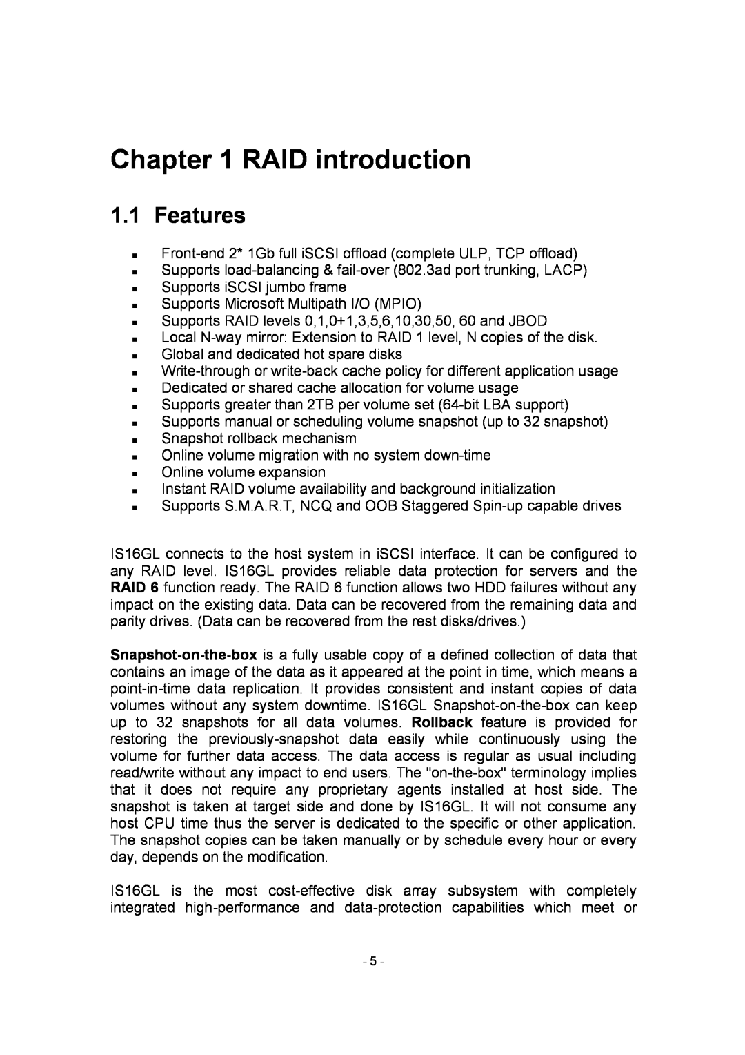 APC SCSI-SATA II manual RAID introduction, Features 