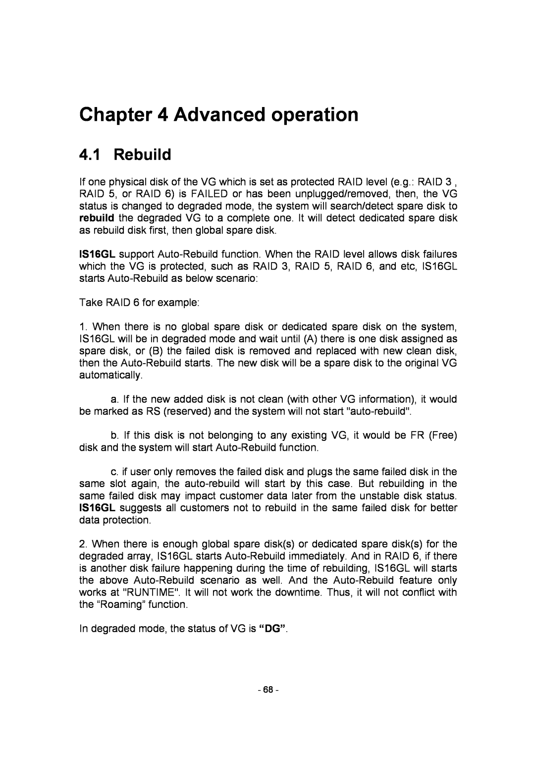 APC SCSI-SATA II manual Advanced operation, Rebuild 