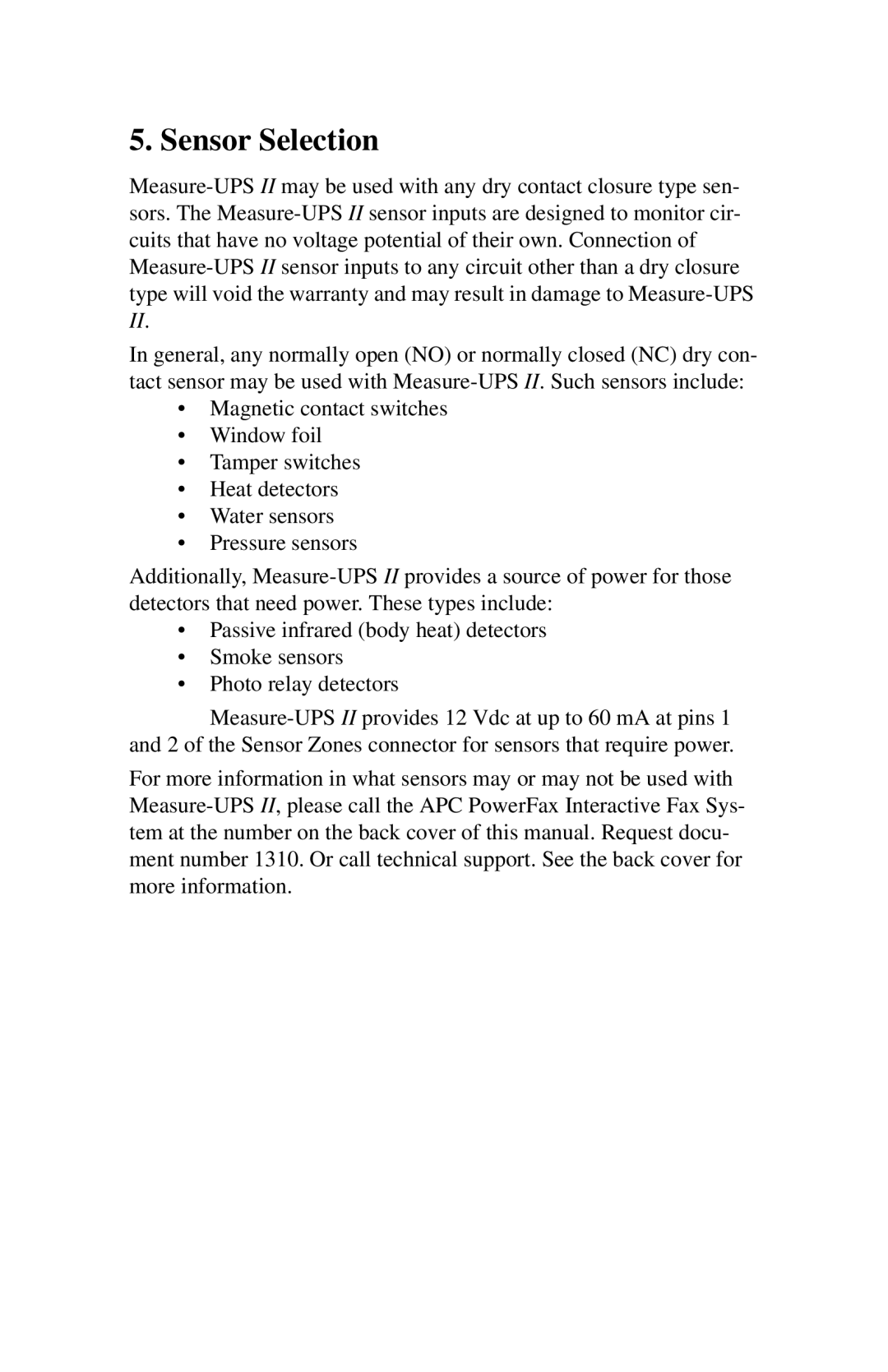 APC SmartSlot Series instruction manual Sensor Selection 