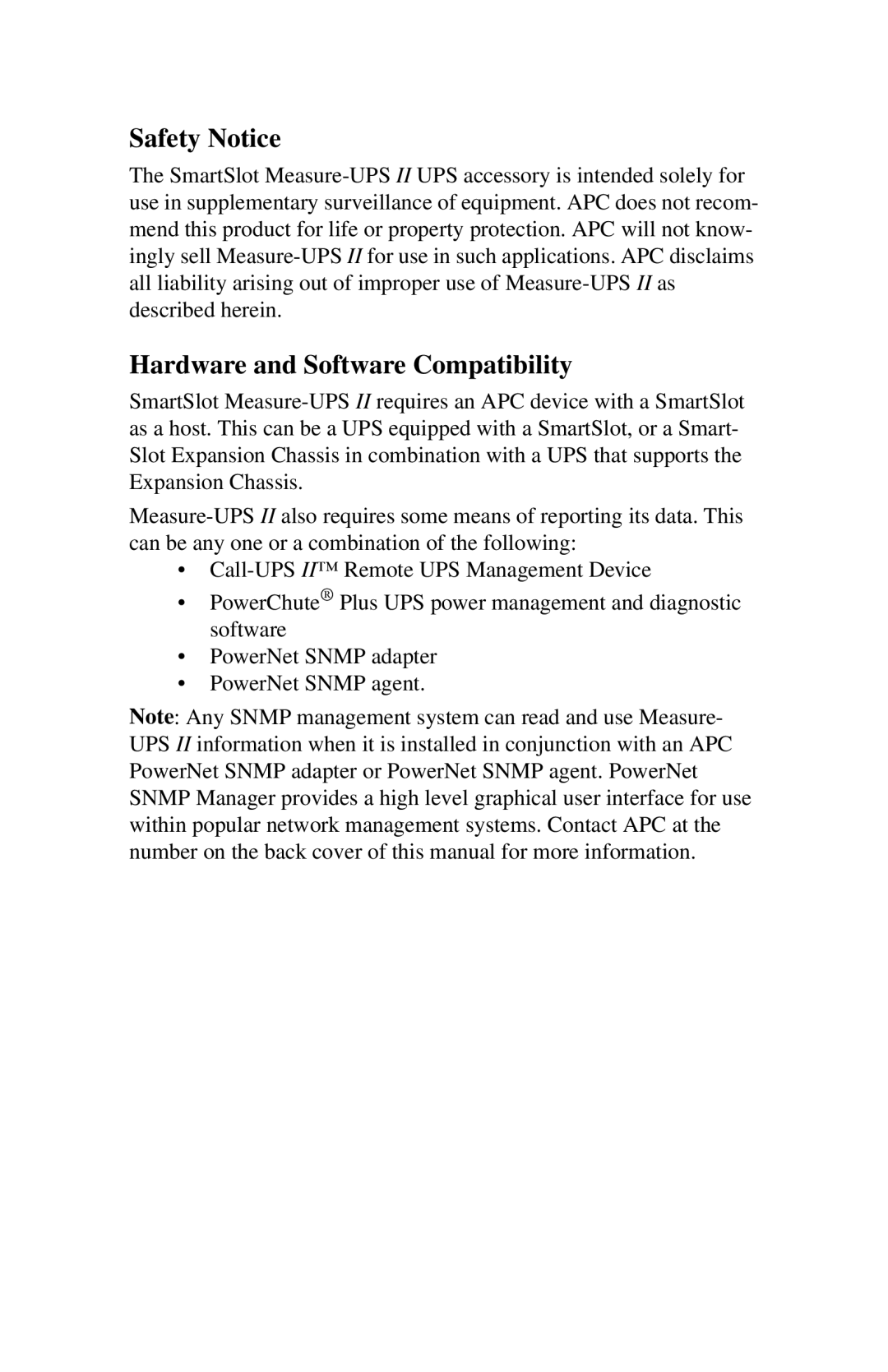 APC SmartSlot Series instruction manual Safety Notice, Hardware and Software Compatibility 