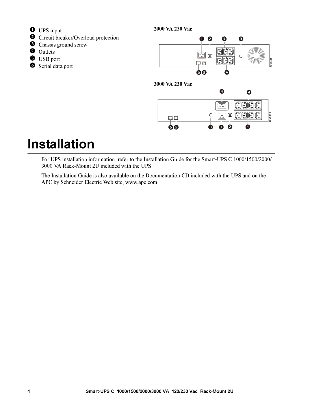 APC SMC10002U, SMC15002U operation manual Installation,  UPS input 