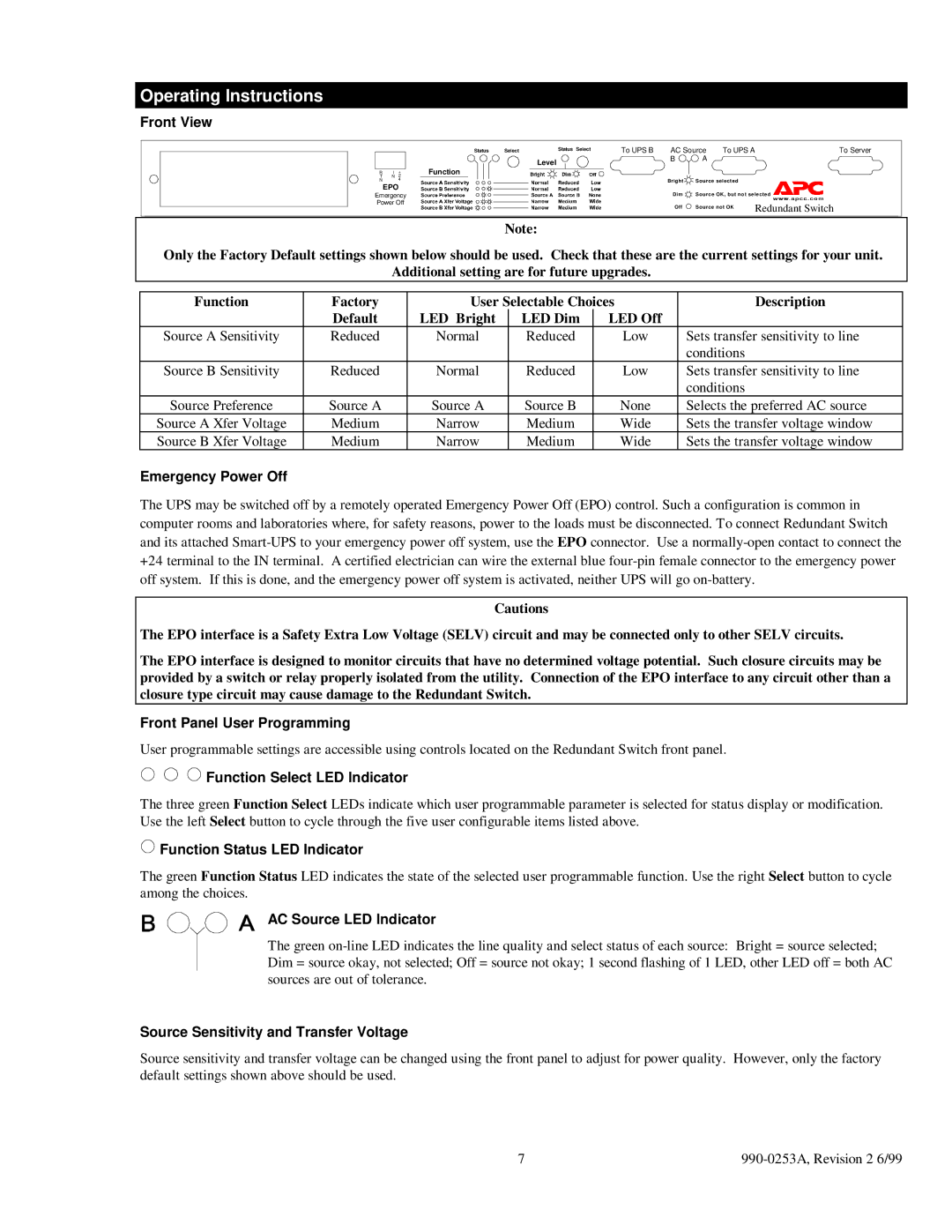 APC SU041 1400 VA, SU043 1400 VA, SU42-2 3000 VA, SU042-1 3000 VA user manual Operating Instructions 