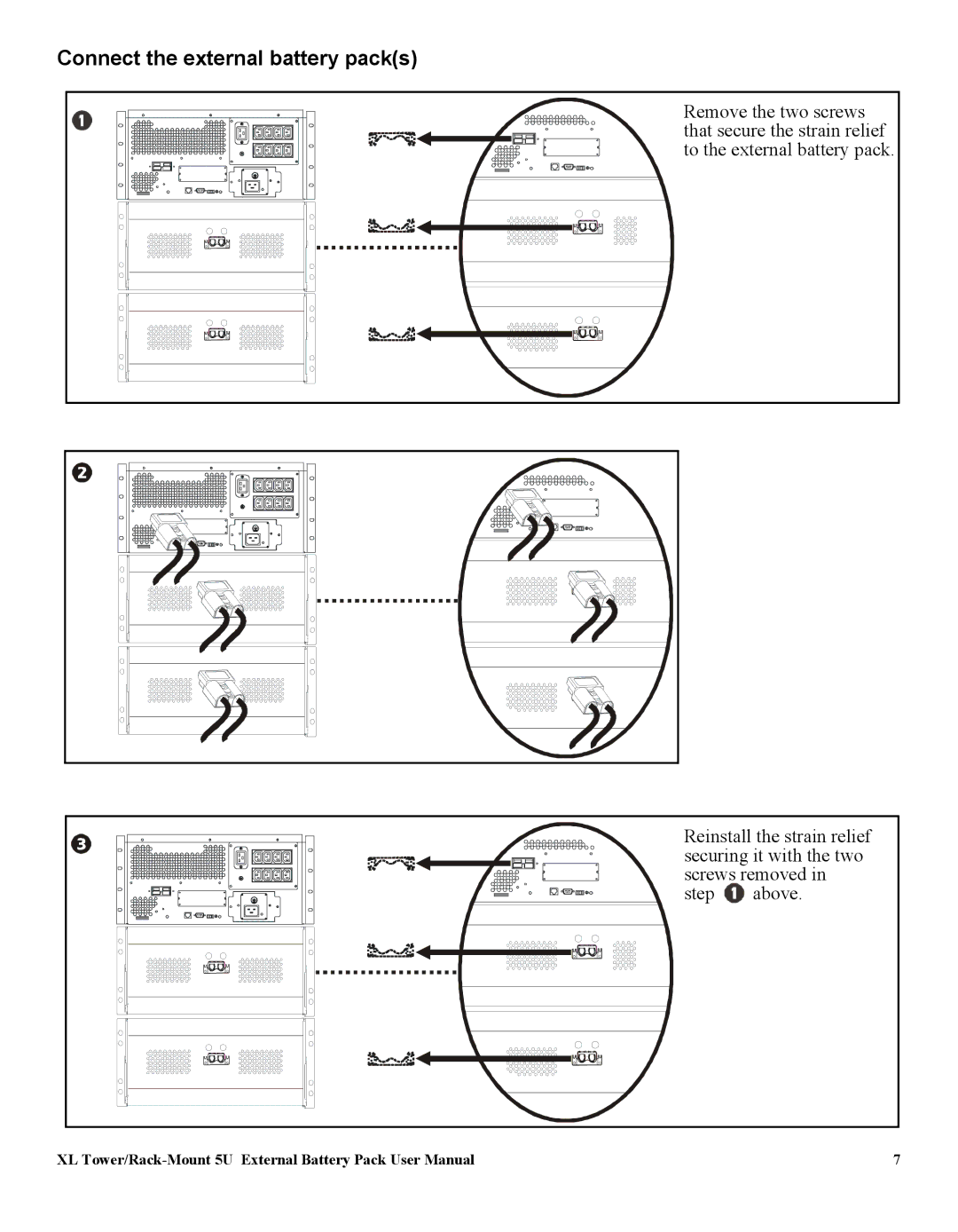 APC SUA48XLBP user manual Connect the external battery packs 