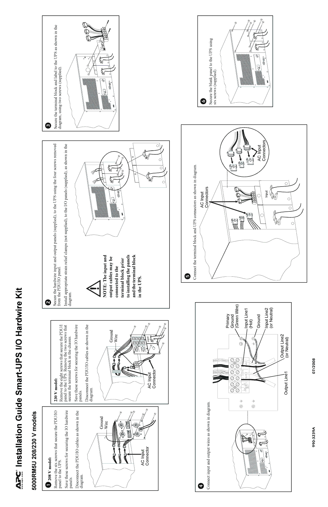 APC SUA5000RMT5U, SUA0317 manual 5000RM5U 208/230 V models, Model 
