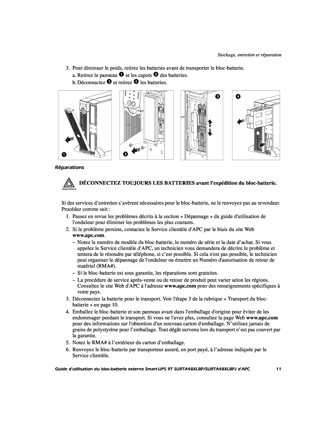 APC SURTA48XLBP manual du bloc-batterie 