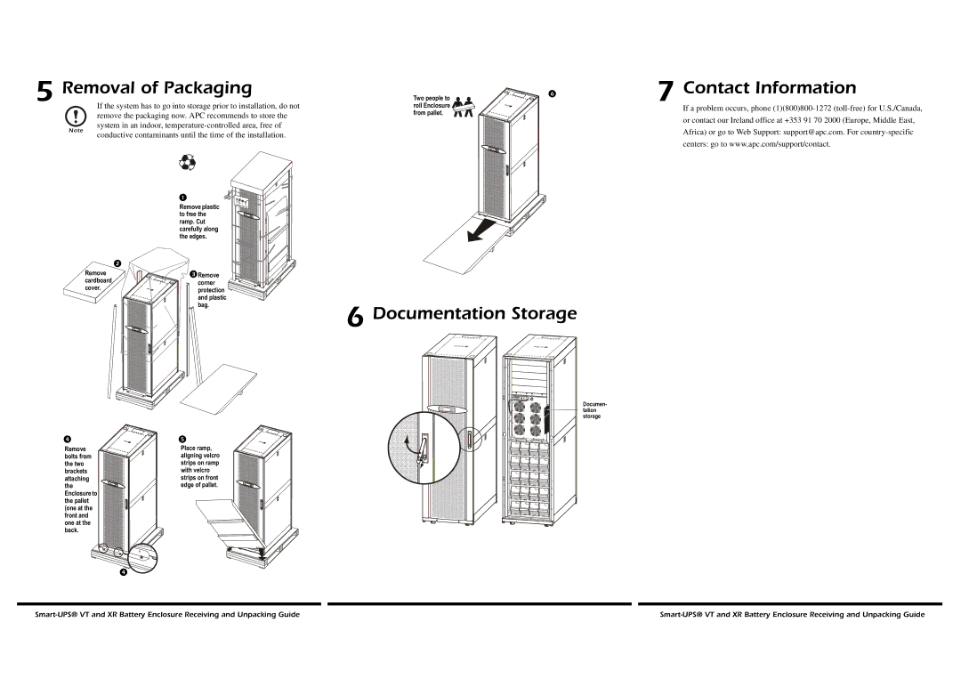 APC SUVTRF30KH important safety instructions Removal of Packaging, Contact Information 