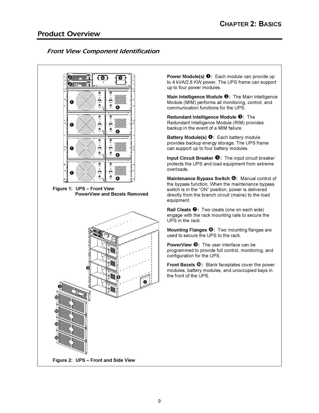 APC 412 kVA, SYBT3 installation manual Product Overview, Front View Component Identification 