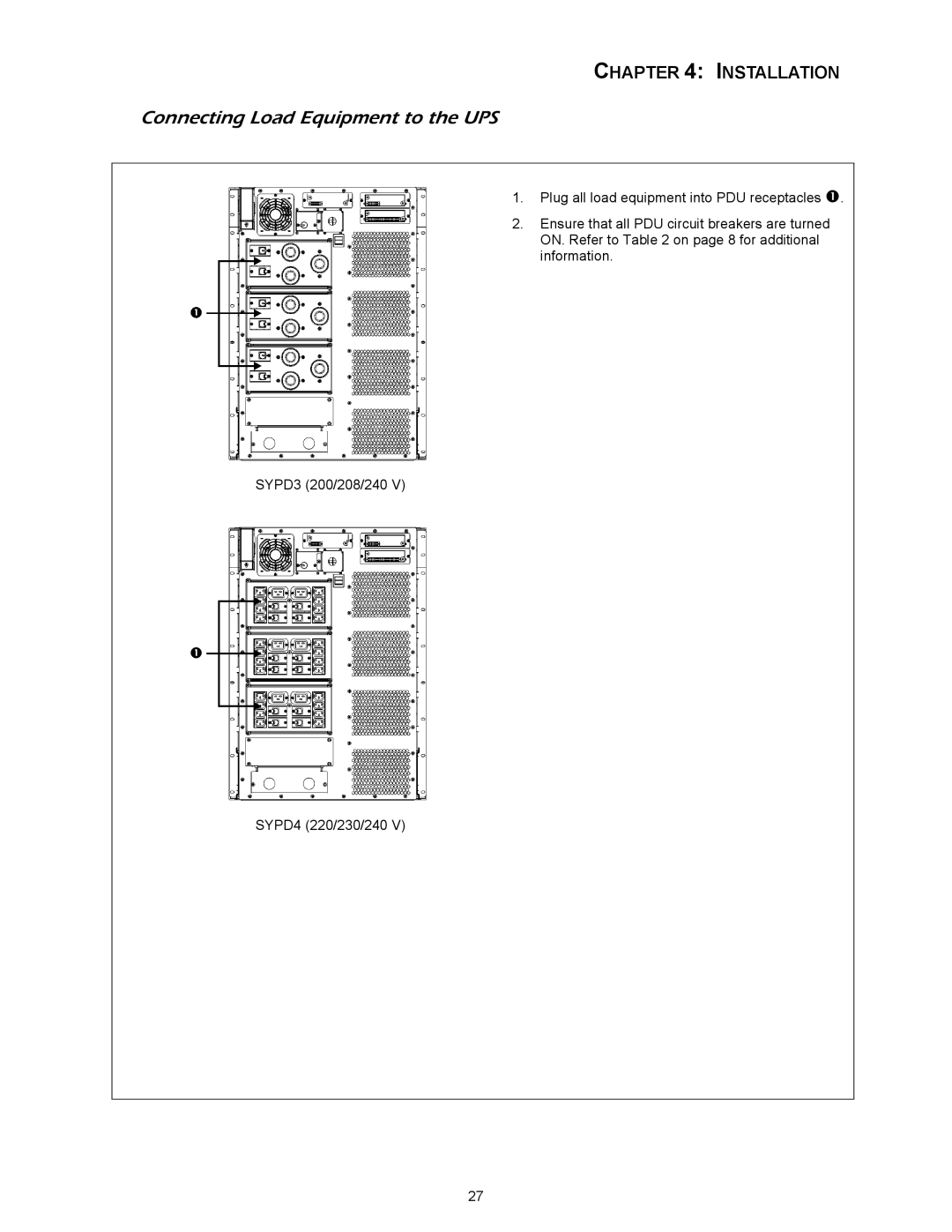 APC 412 kVA, SYBT3 installation manual Connecting Load Equipment to the UPS 