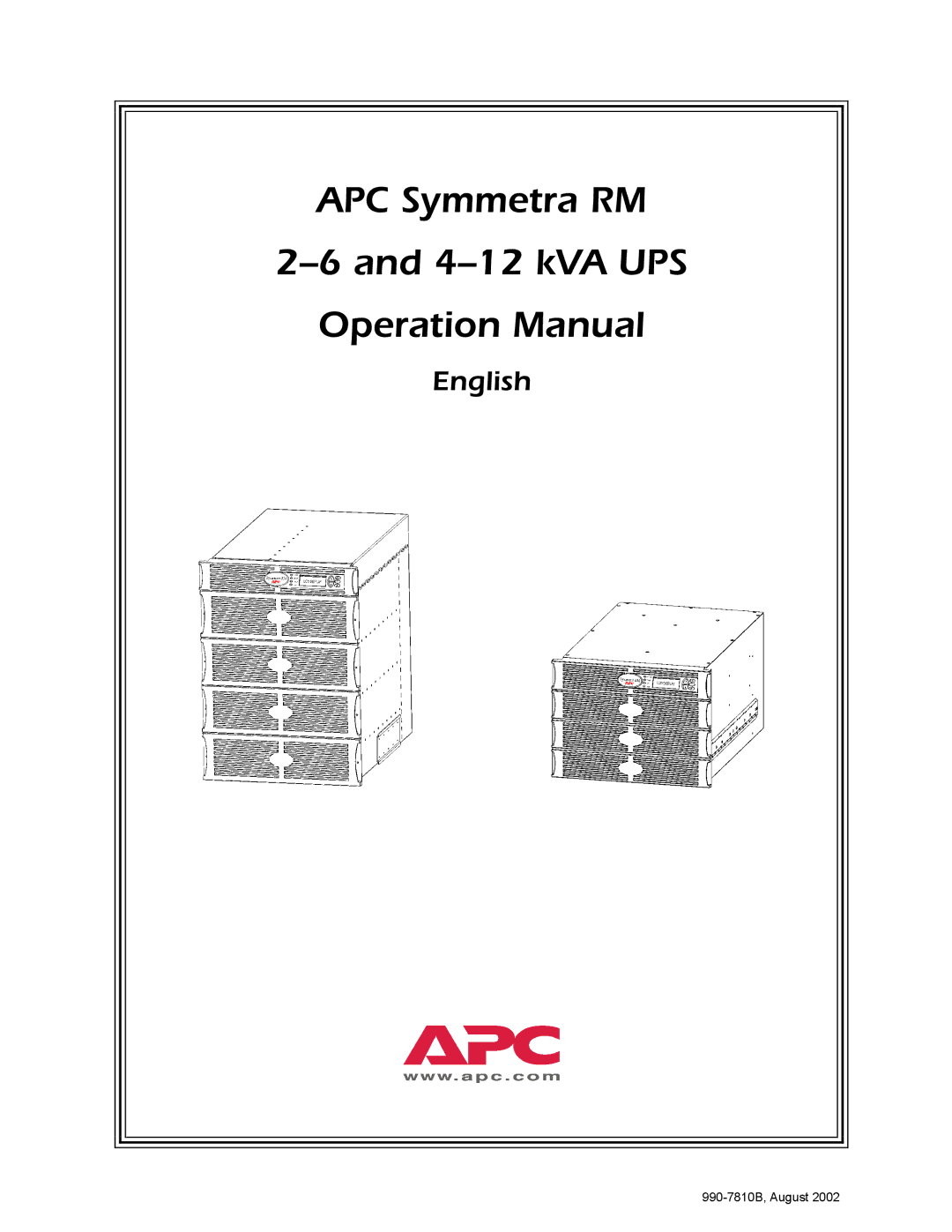 APC 412 kVA, SYBT3 installation manual APC Symmetra RM 4-12 kVA UPS 