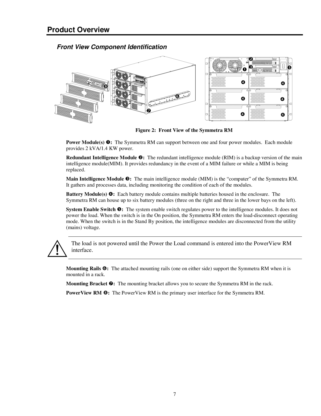 APC SYBT2, SYPM2KU, 990-1031 installation manual Product Overview, Front View Component Identification 