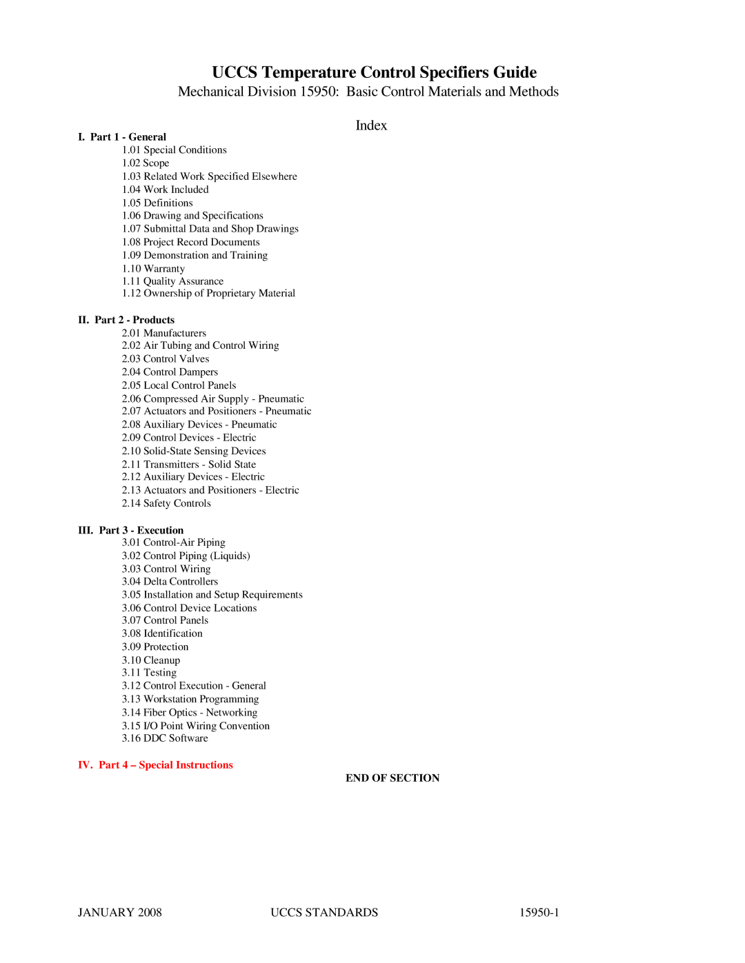 APC UCCS Temperature Control specifications Uccs Temperature Control Specifiers Guide 