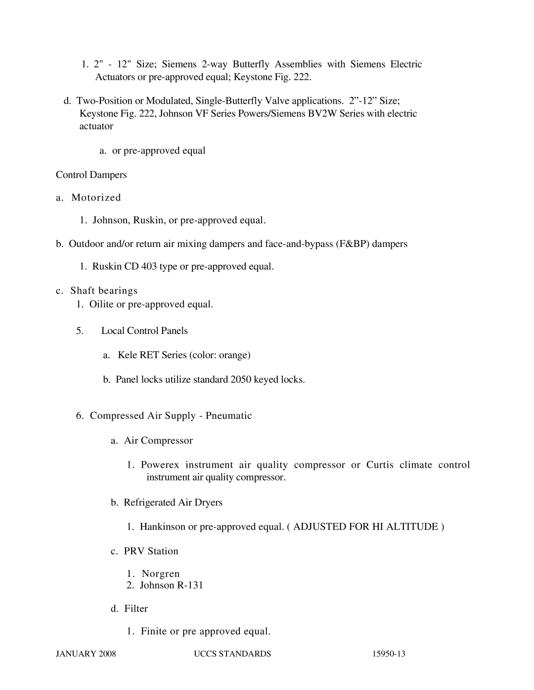 APC UCCS Temperature Control specifications 15950-13 