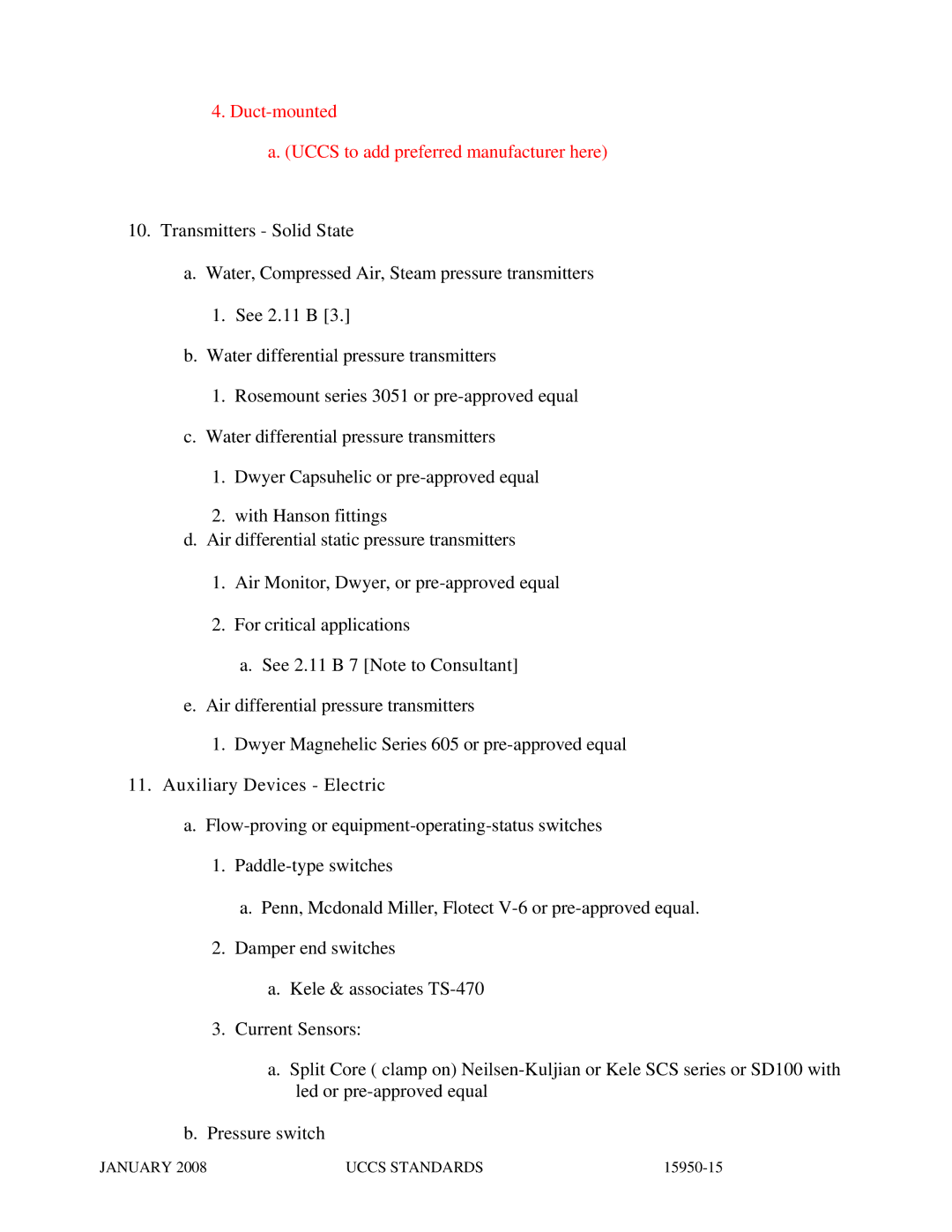 APC UCCS Temperature Control specifications Duct-mounted Uccs to add preferred manufacturer here 