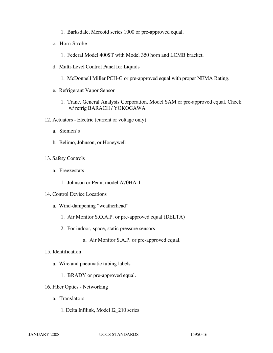 APC UCCS Temperature Control specifications 15950-16 