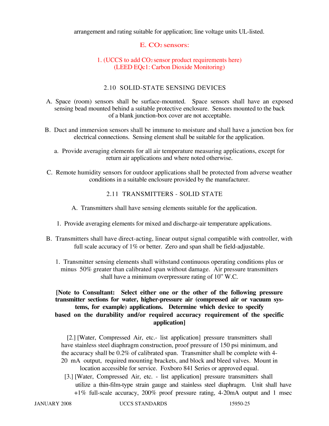 APC UCCS Temperature Control specifications SOLID-STATE Sensing Devices, Transmitters Solid State 