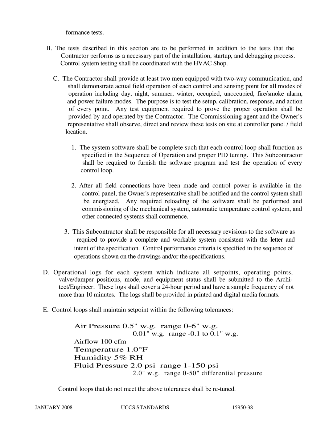 APC UCCS Temperature Control specifications 15950-38 