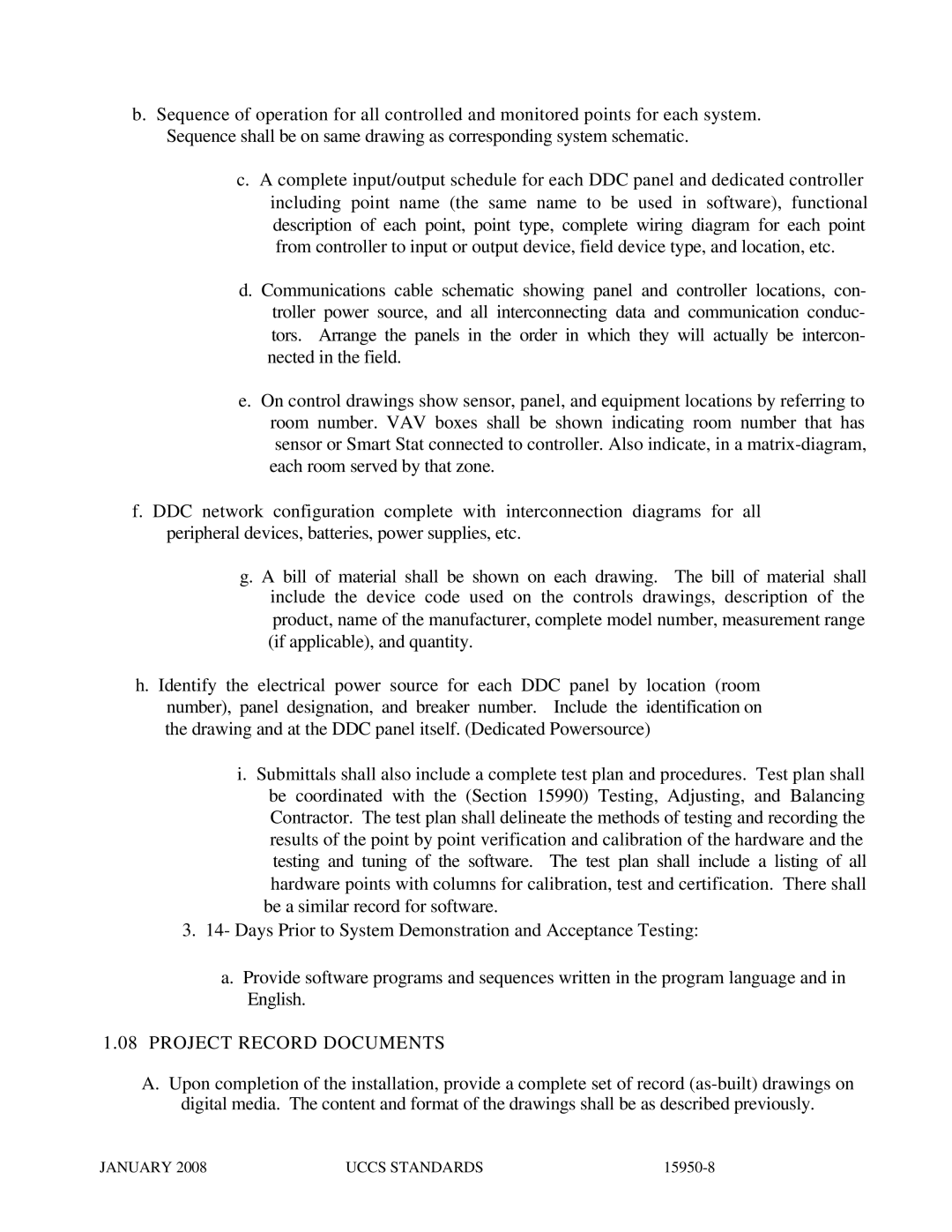 APC UCCS Temperature Control specifications Project Record Documents 