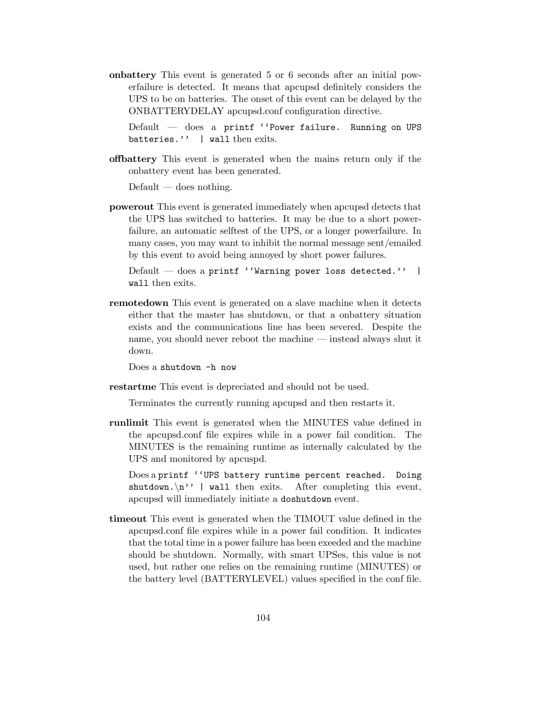 APC UPS control system manual 104 