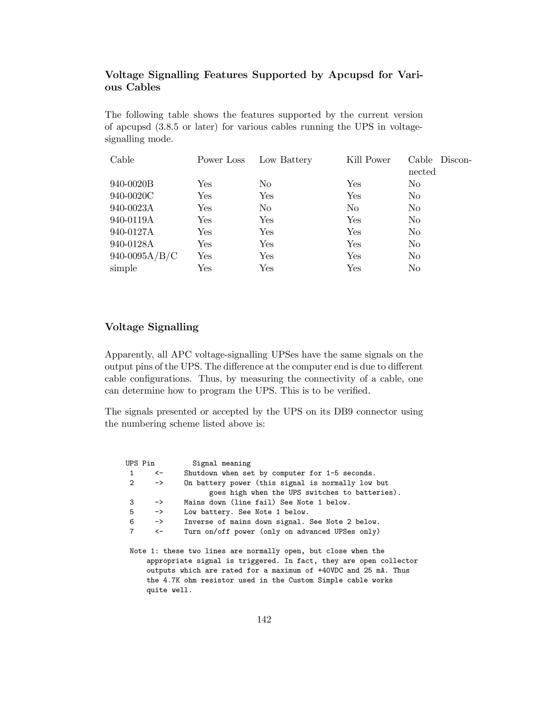 APC UPS control system manual Voltage Signalling, 142 